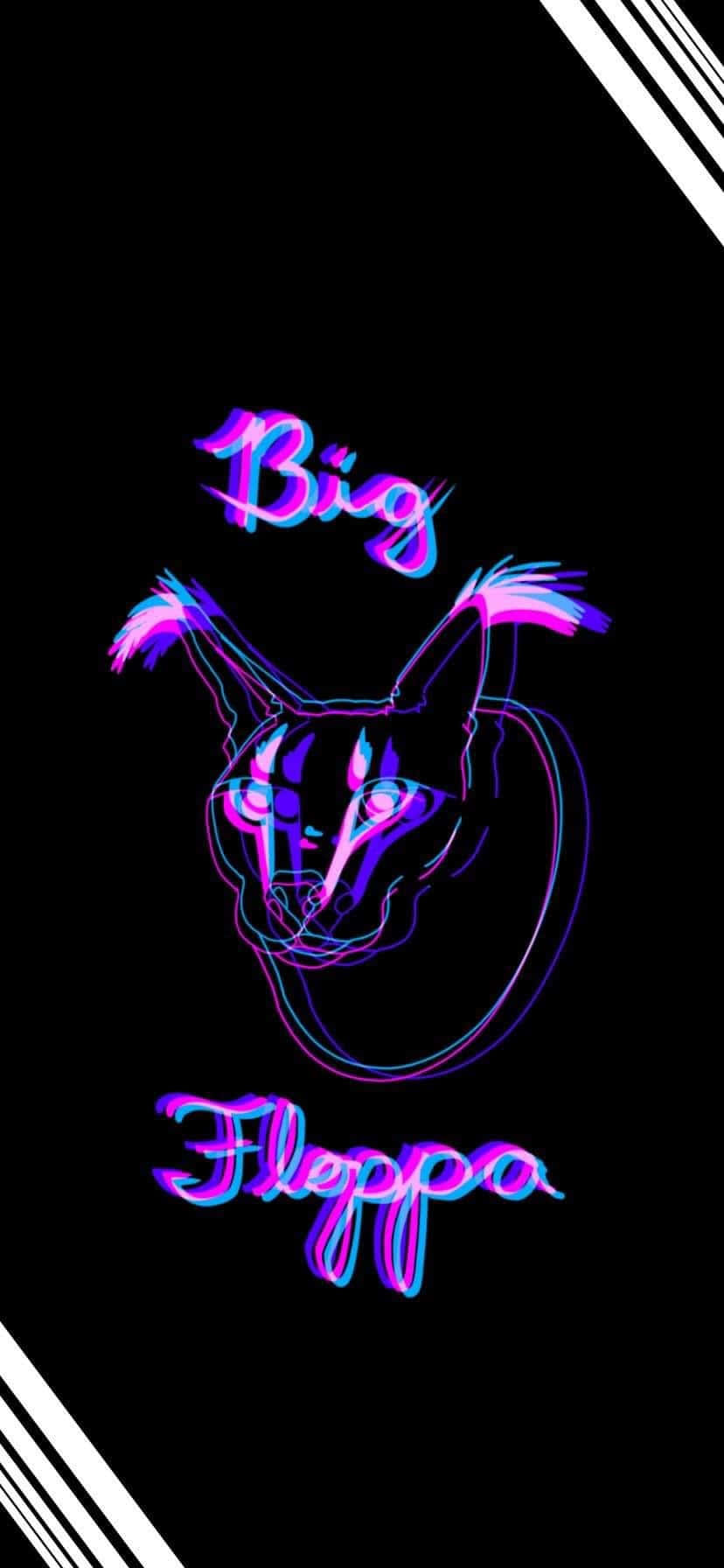 Neon Big Floppa Artwork Wallpaper