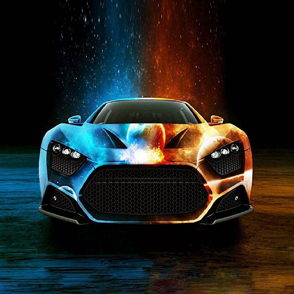 Neon Blue And Orange Car Wallpaper