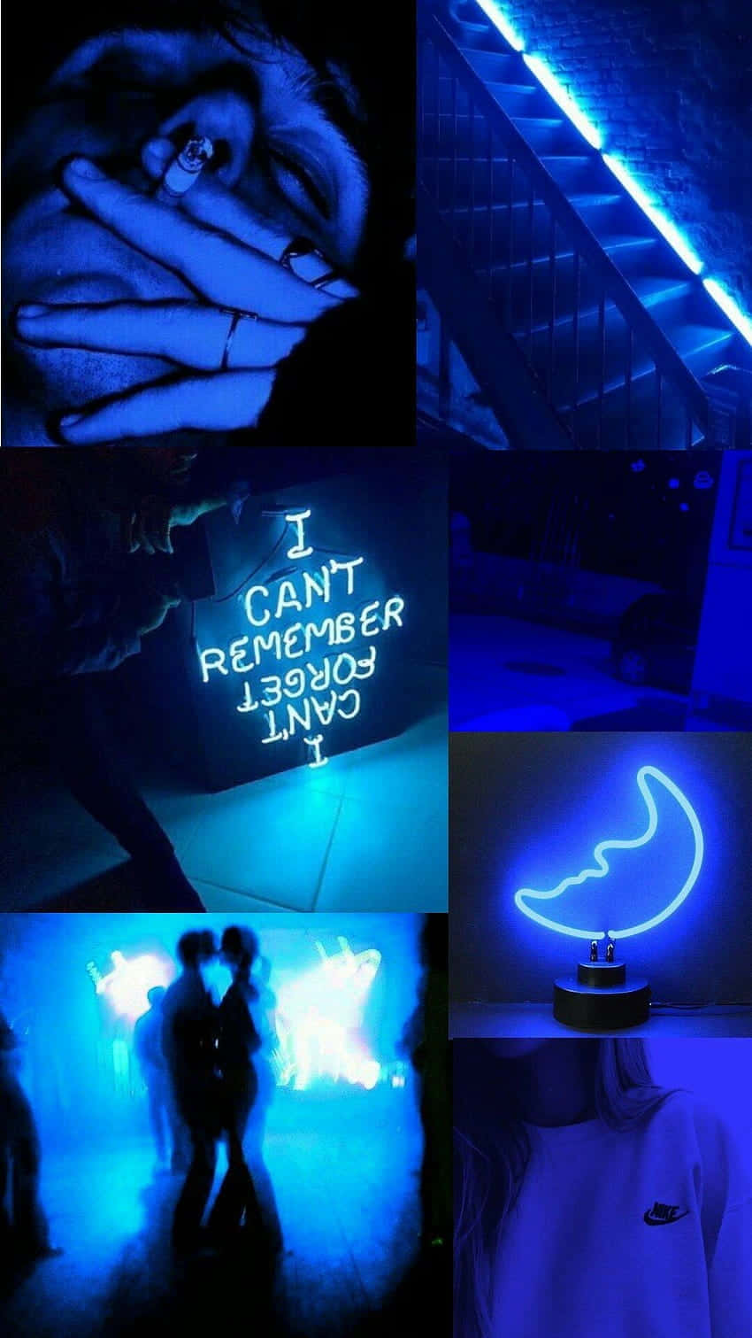 Neon_ Blue_ Mood_ Collage Wallpaper