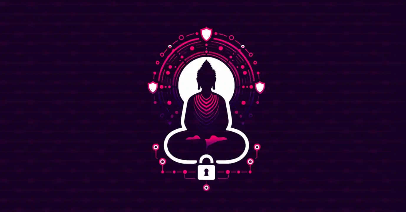 Neon Buddha Cybersecurity Concept Wallpaper