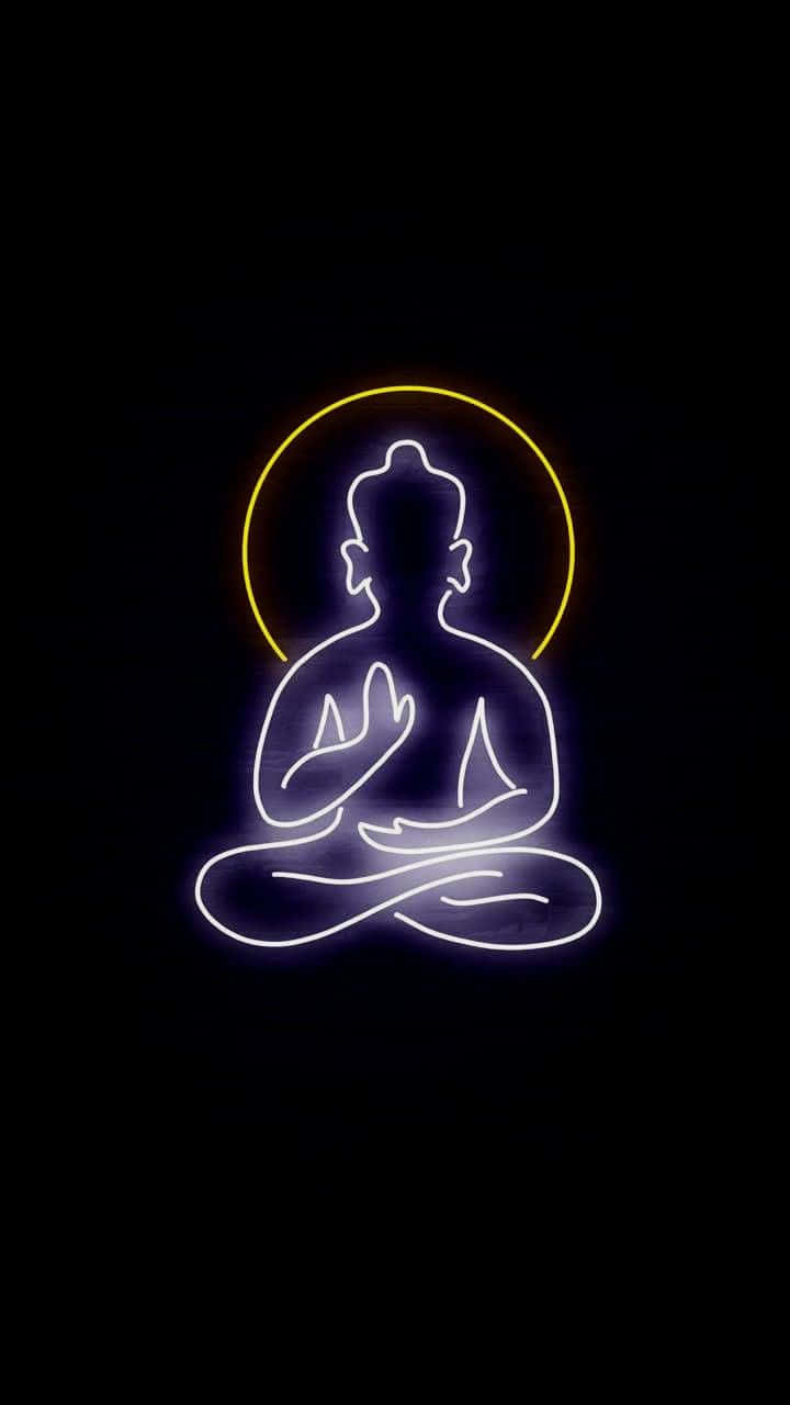 Neon Buddha Glowing Artwork Wallpaper