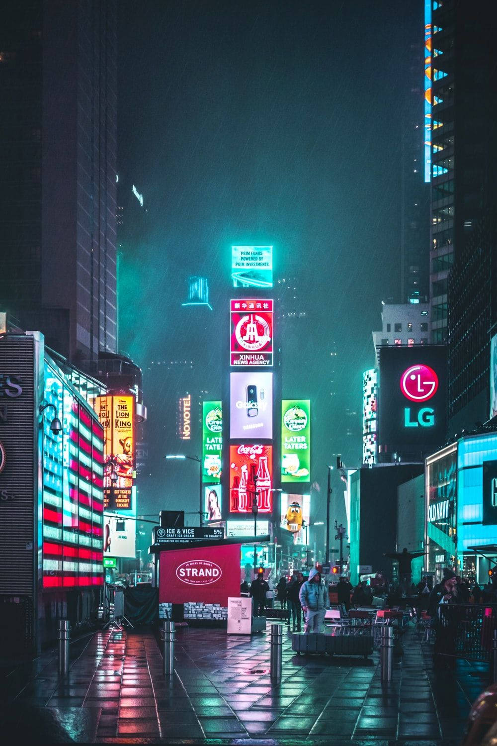 Neon City With Billboards Wallpaper