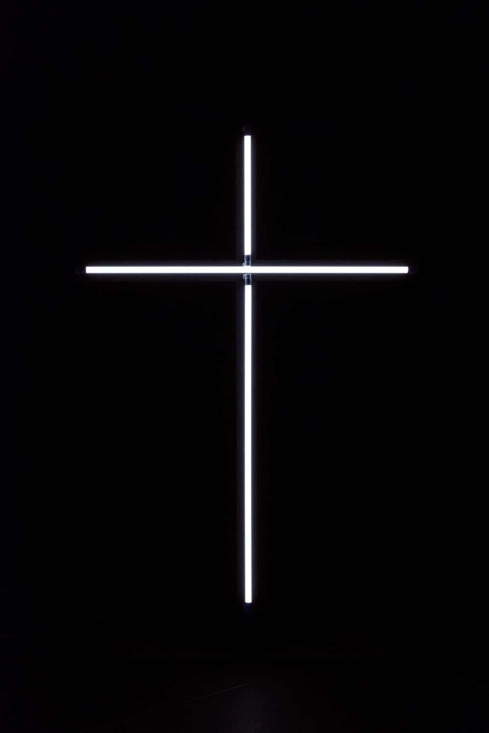 Neon Cross Minimalist Mobile Wallpaper