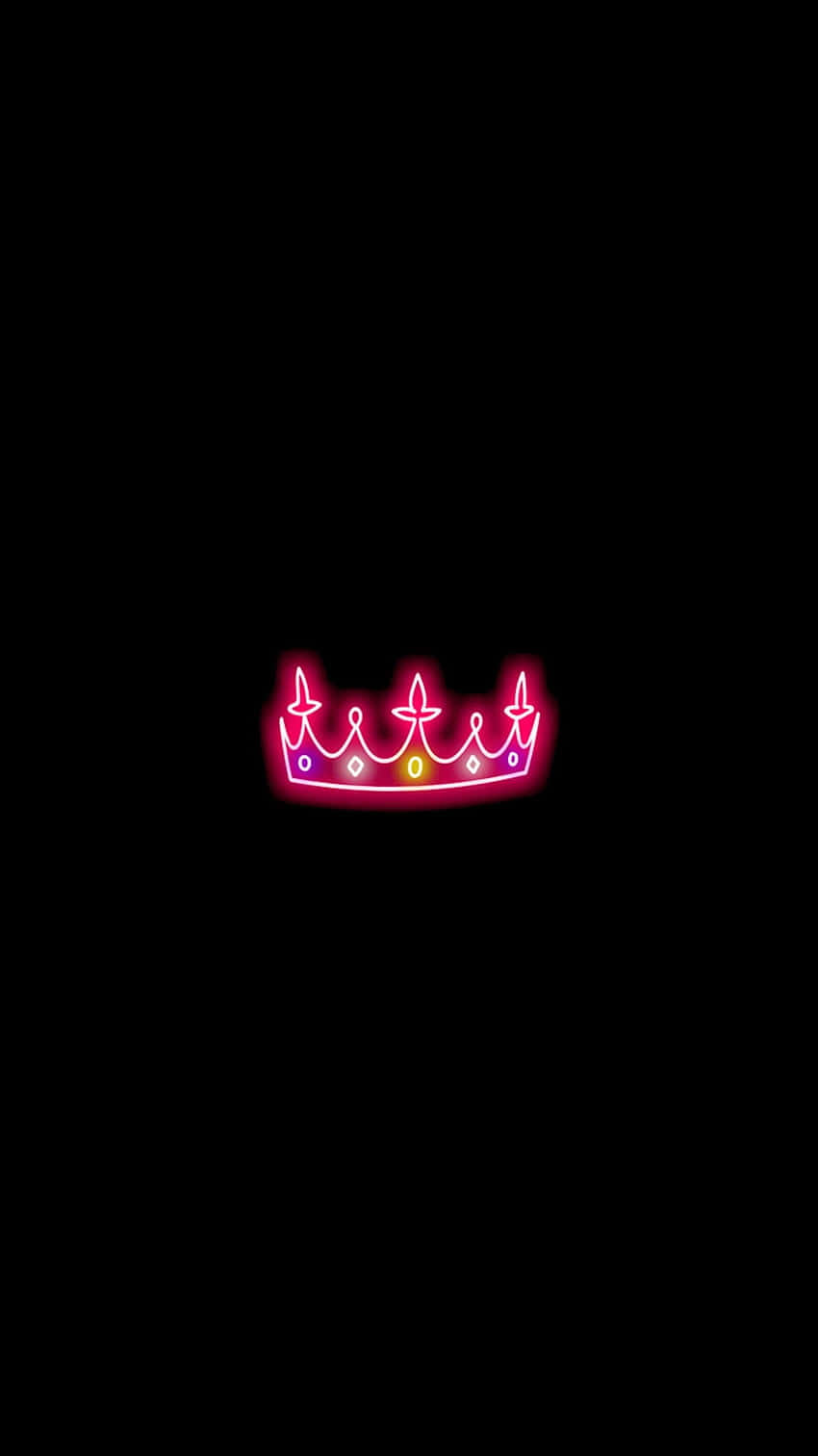 Neon Crown Glowing Against Black Background Wallpaper