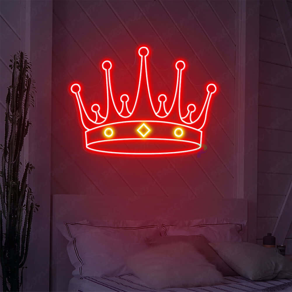 Neon Crown Wall Decor Light Red Aesthetic.jpg Wallpaper