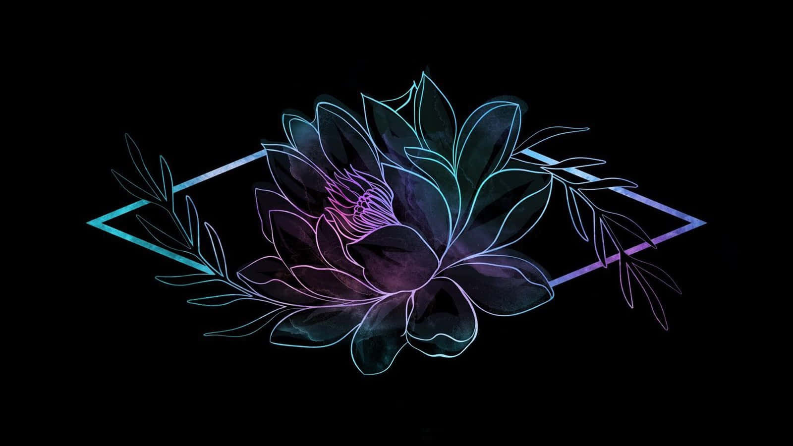 Neon_ Floral_ Geometry_ Artwork Wallpaper