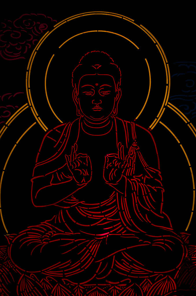 Neon Glow Buddha Art Wallpaper