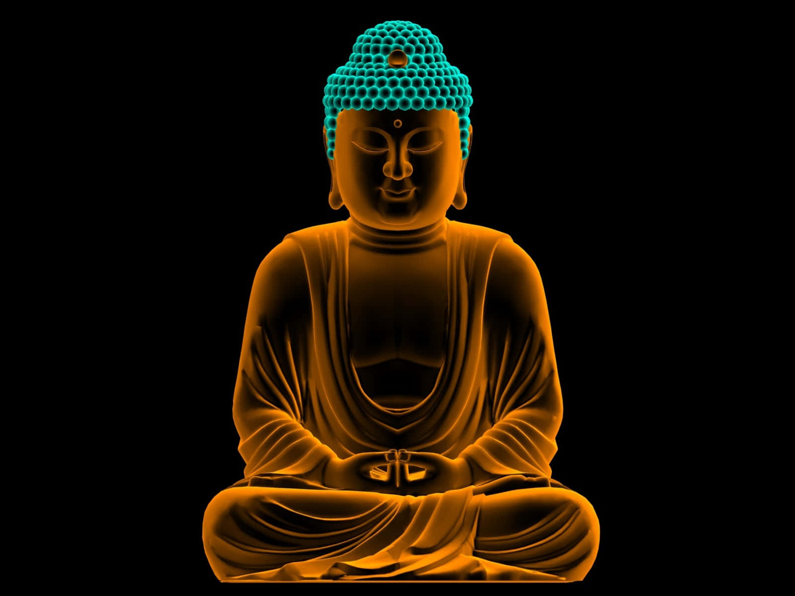 Neon Glow Buddha Statue Wallpaper