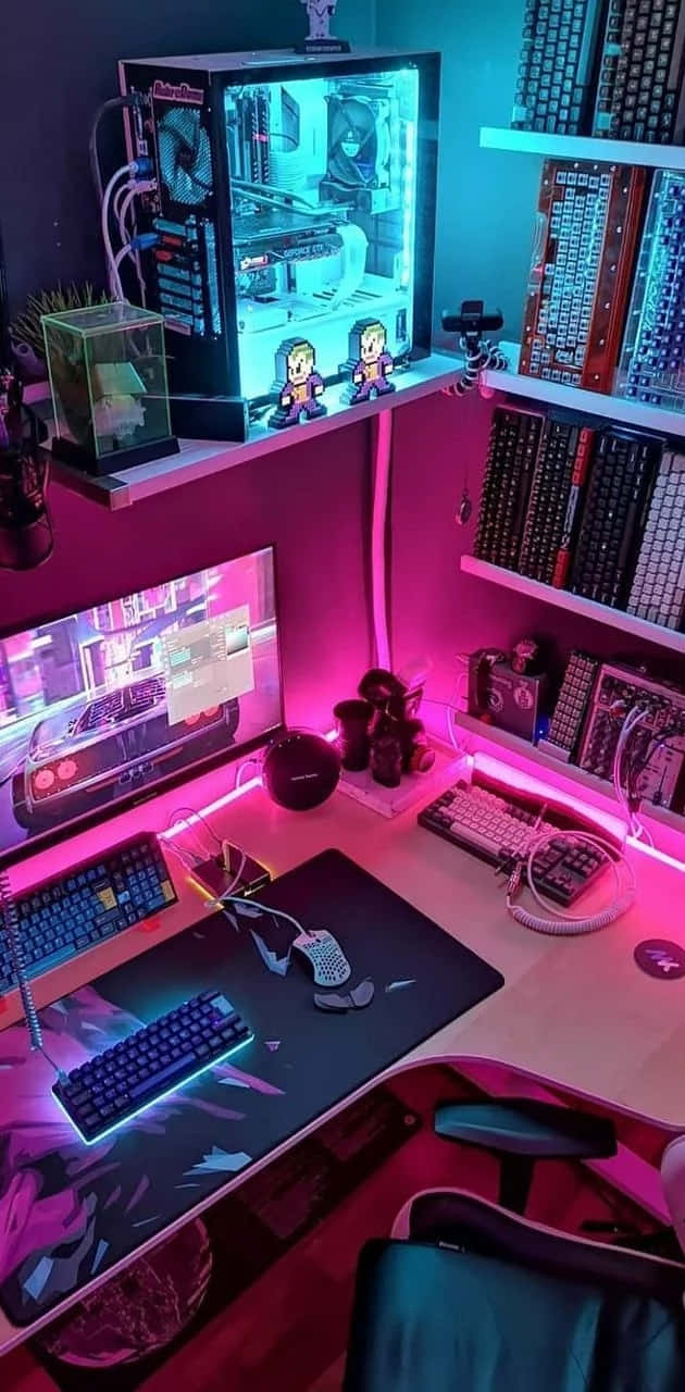 Neon Glow Gaming Setup.jpg Wallpaper