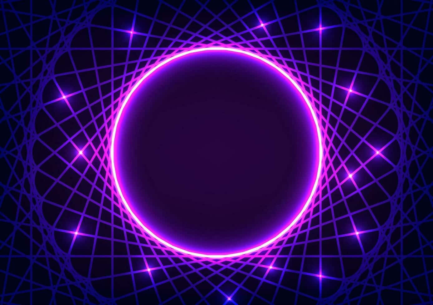 Neon Grid Abstract Circle Wallpaper