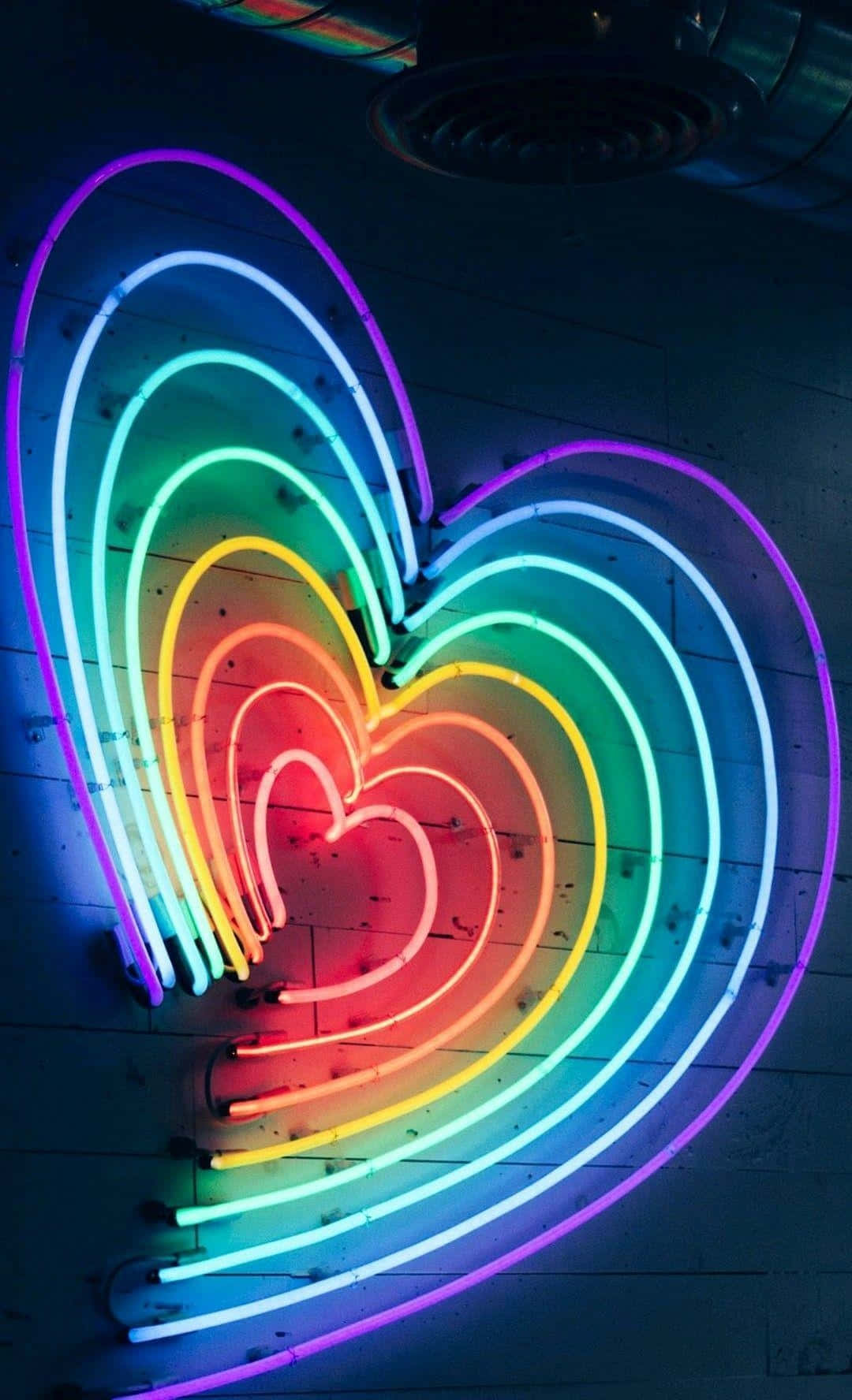 Neon Heart Rainbow Wall Art Wallpaper