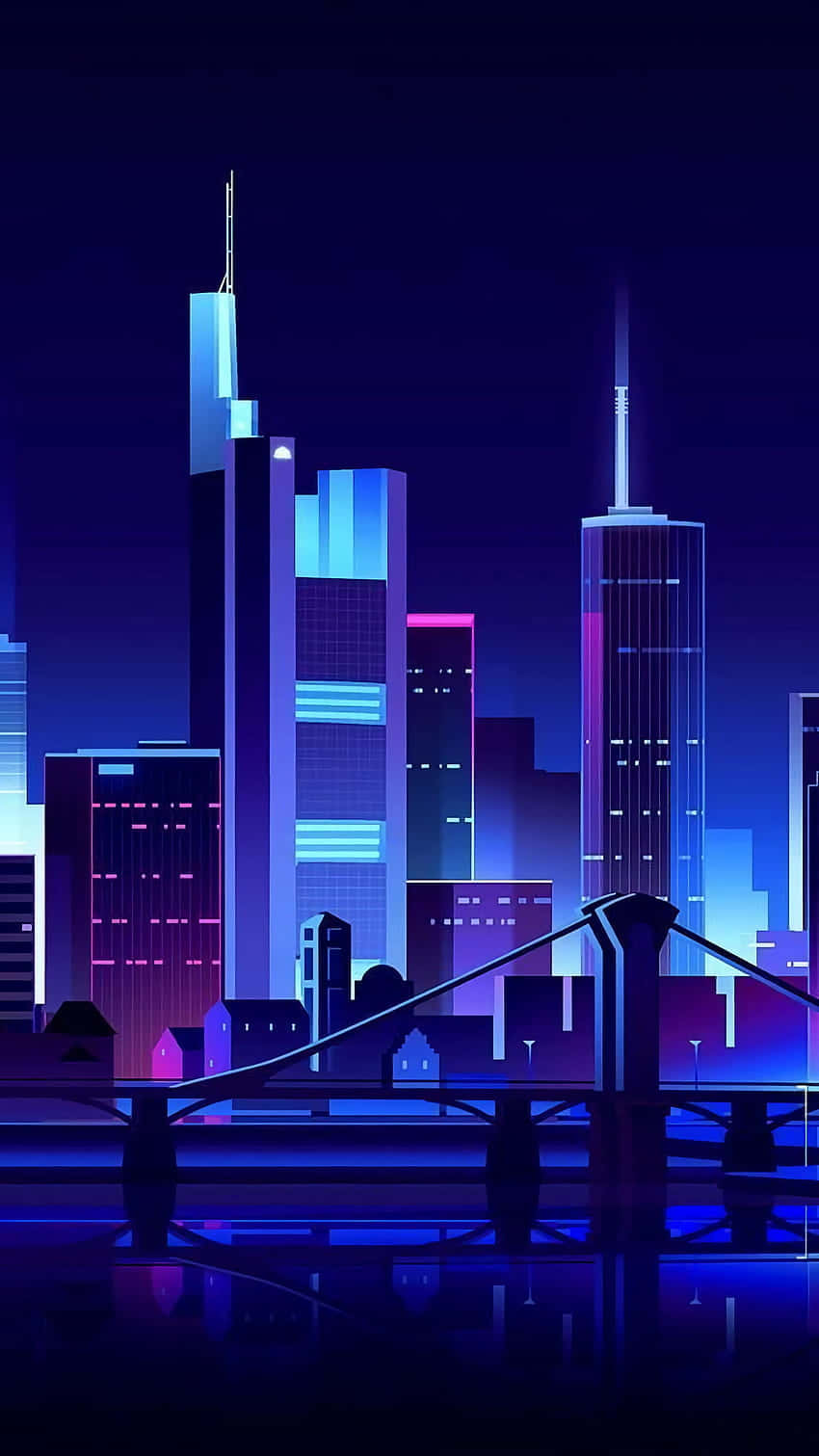 Neon_ Minimalist_ Cityscape Wallpaper