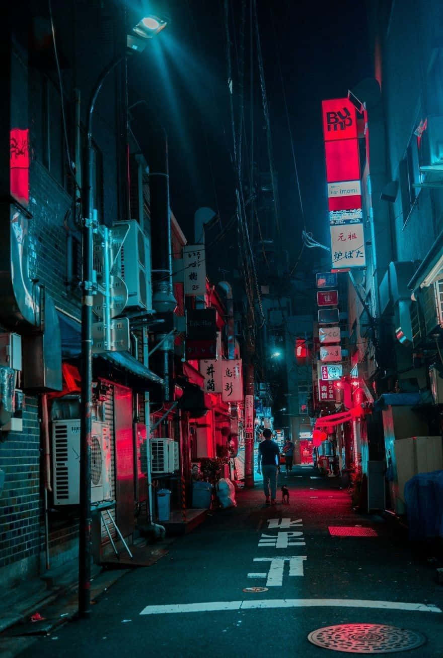 Neon Night Alley Cyberpunk Vibe.jpg Wallpaper