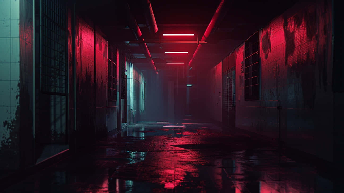 Neon Noir Corridor Dark Aesthetic.jpg Wallpaper