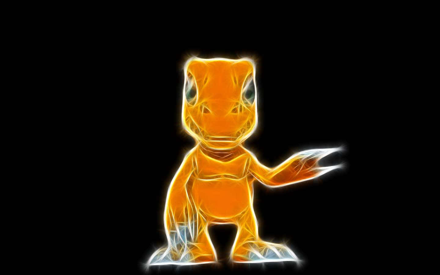 Neon Outline Agumon Digital Art Wallpaper