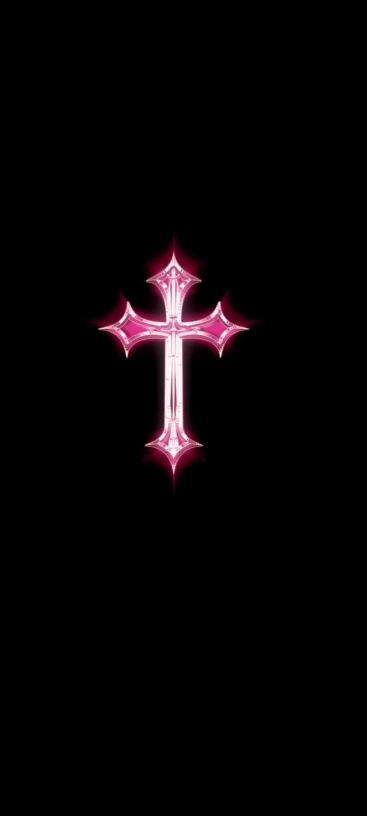 Neon Pink Crosson Black Background Wallpaper