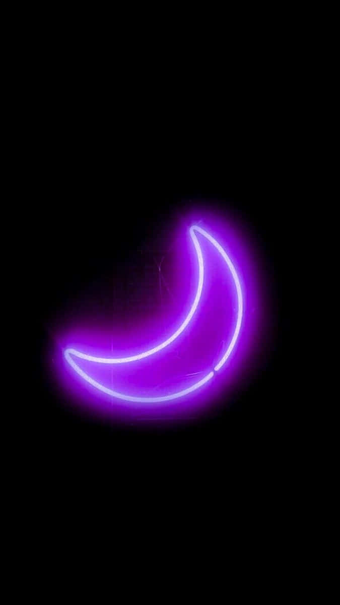 Neon Purple Crescent Moon Wallpaper