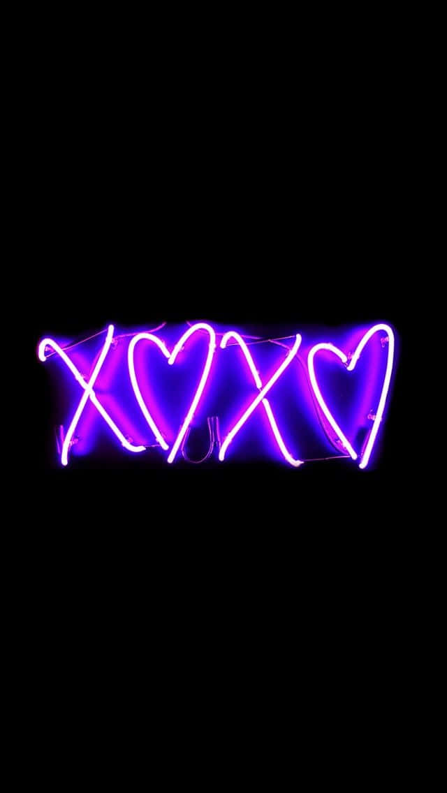 Neon Purple Hearts Aesthetic.jpg Wallpaper