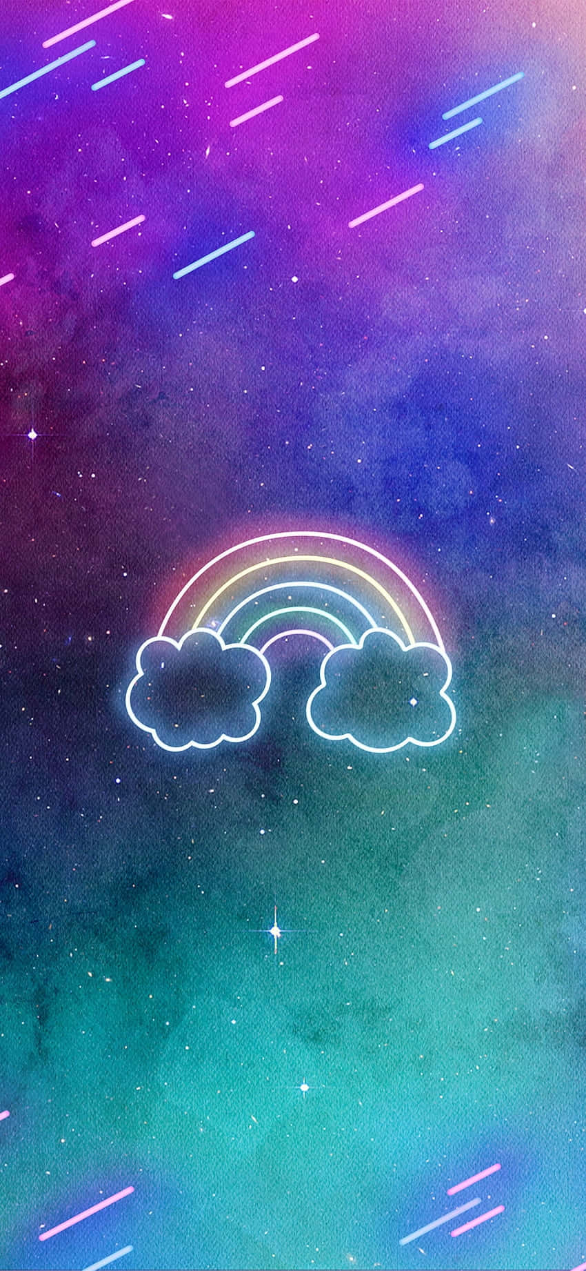 Neon Rainbow Space Art Wallpaper