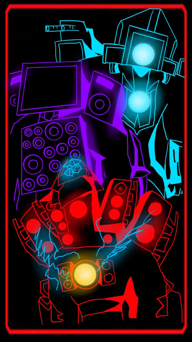 Neon_ Robot_ Cameraman_ Artwork Wallpaper