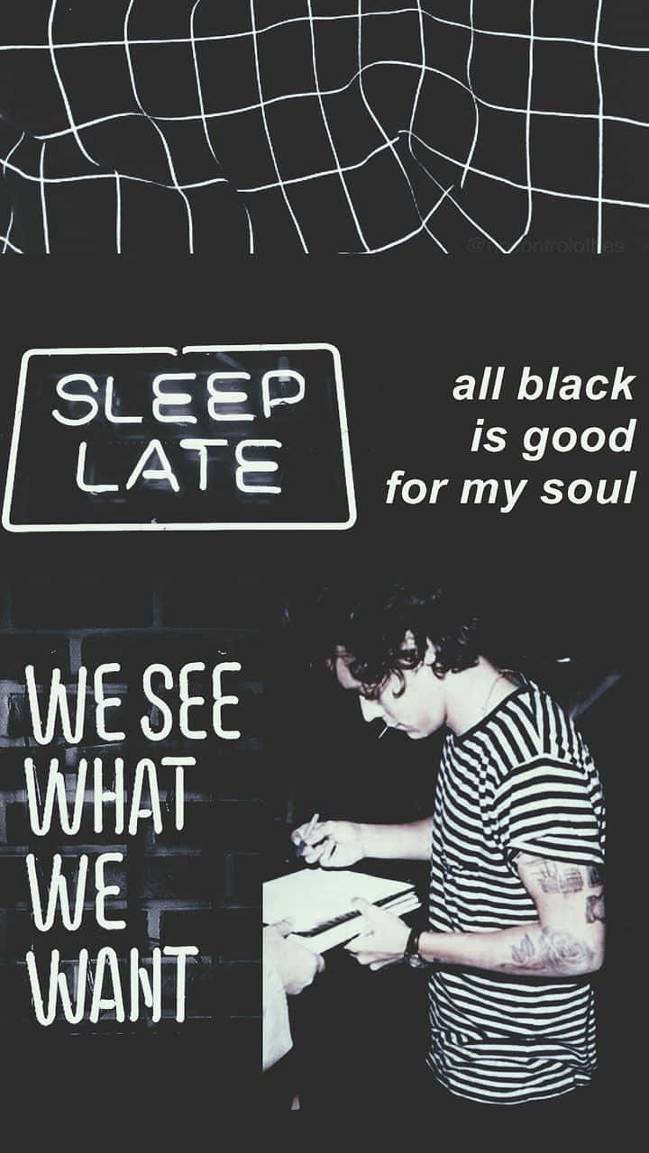 Neon Sleep Late Black Collage Wallpaper