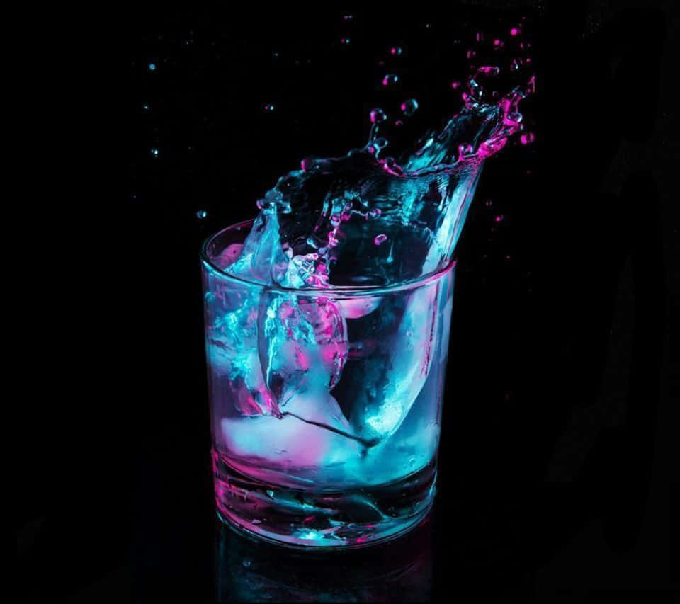 Neon Splash Cocktail Glass Wallpaper