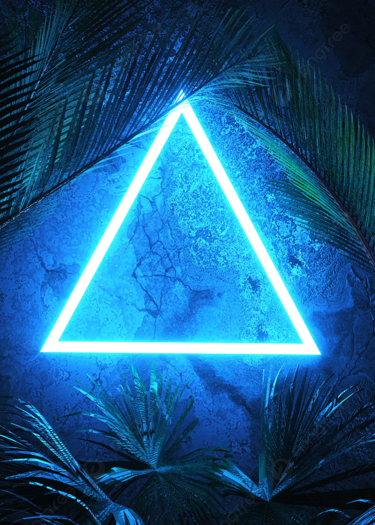 Neon_ Triangle_ Amidst_ Palm_ Fronds.jpg Wallpaper