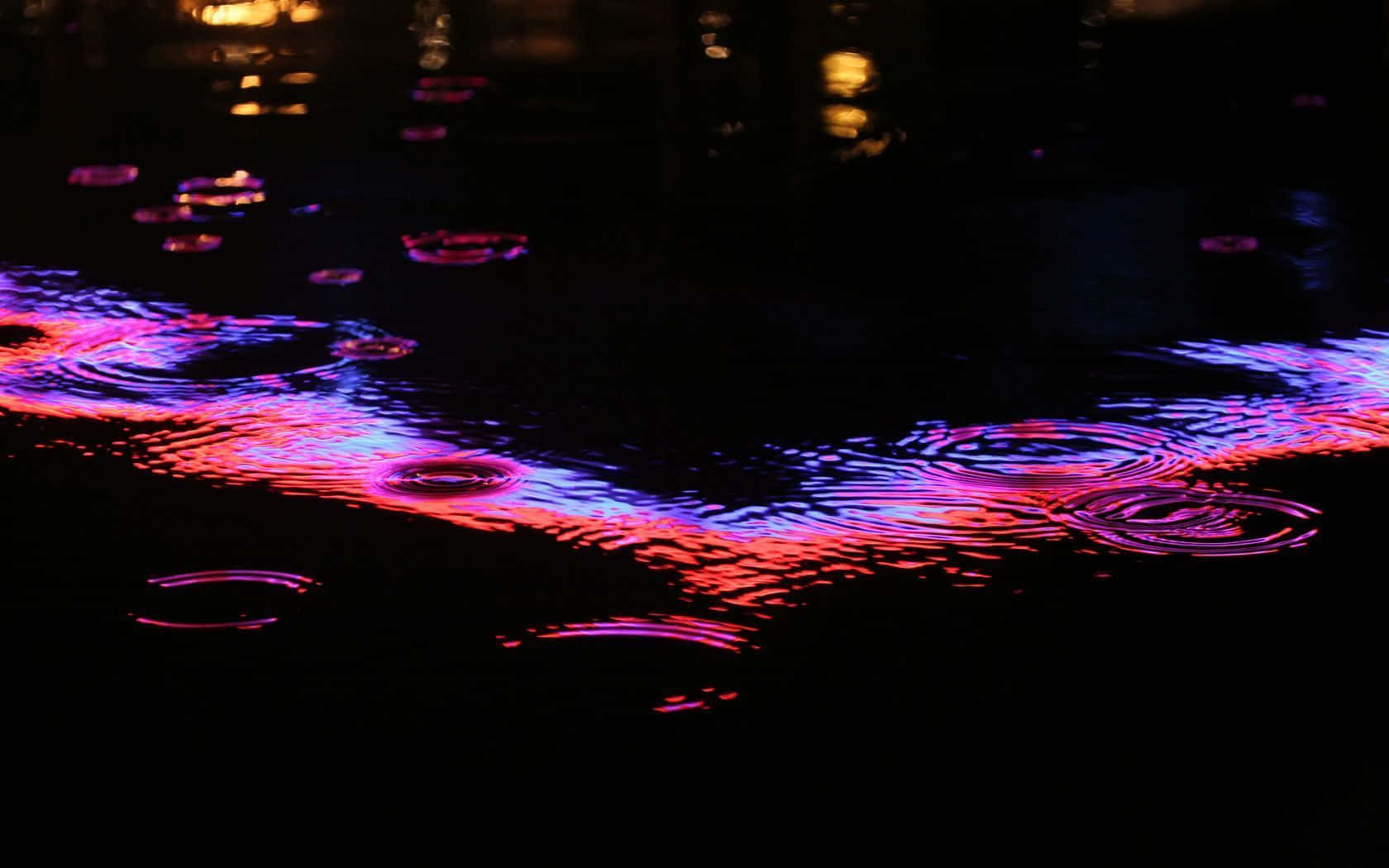 Neon Water Ripples Reflection Wallpaper