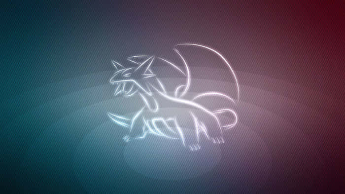 Neon White Outline Salamence Wallpaper