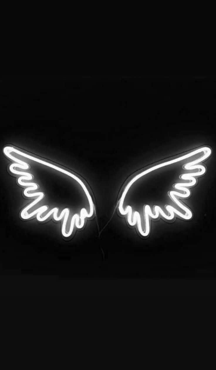 Neon Wings Art Black Background Wallpaper