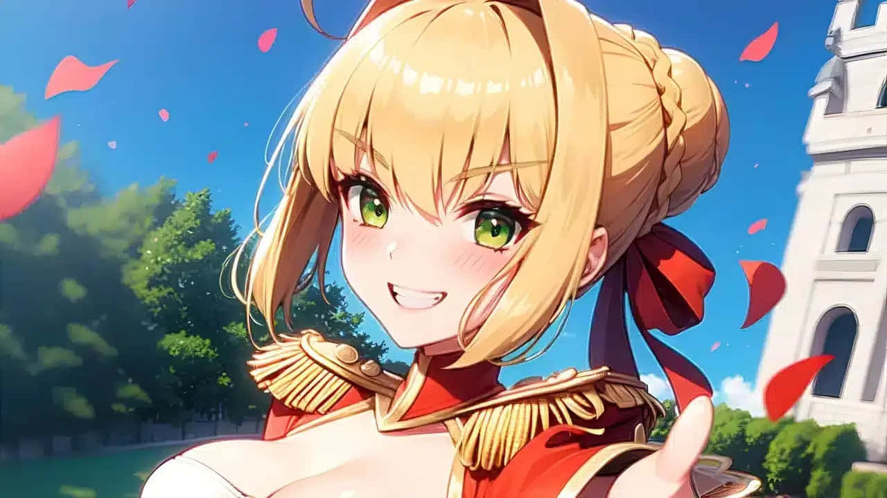 Nero Claudius Smiling Anime Character Wallpaper