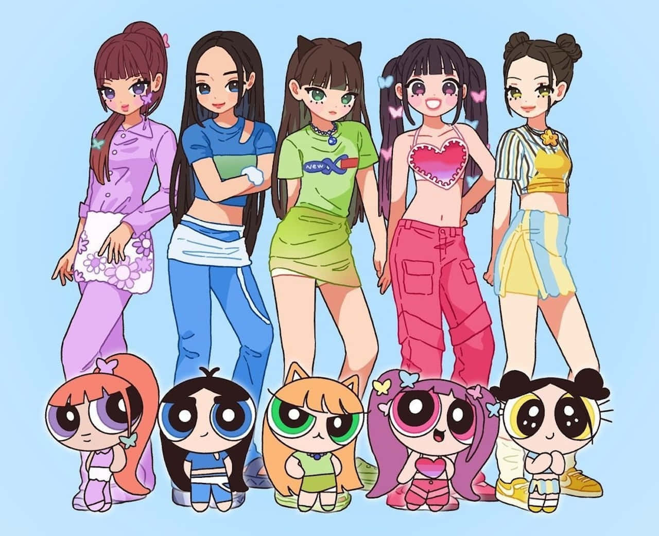 New Jeans Powerpuff Girls Mashup Wallpaper