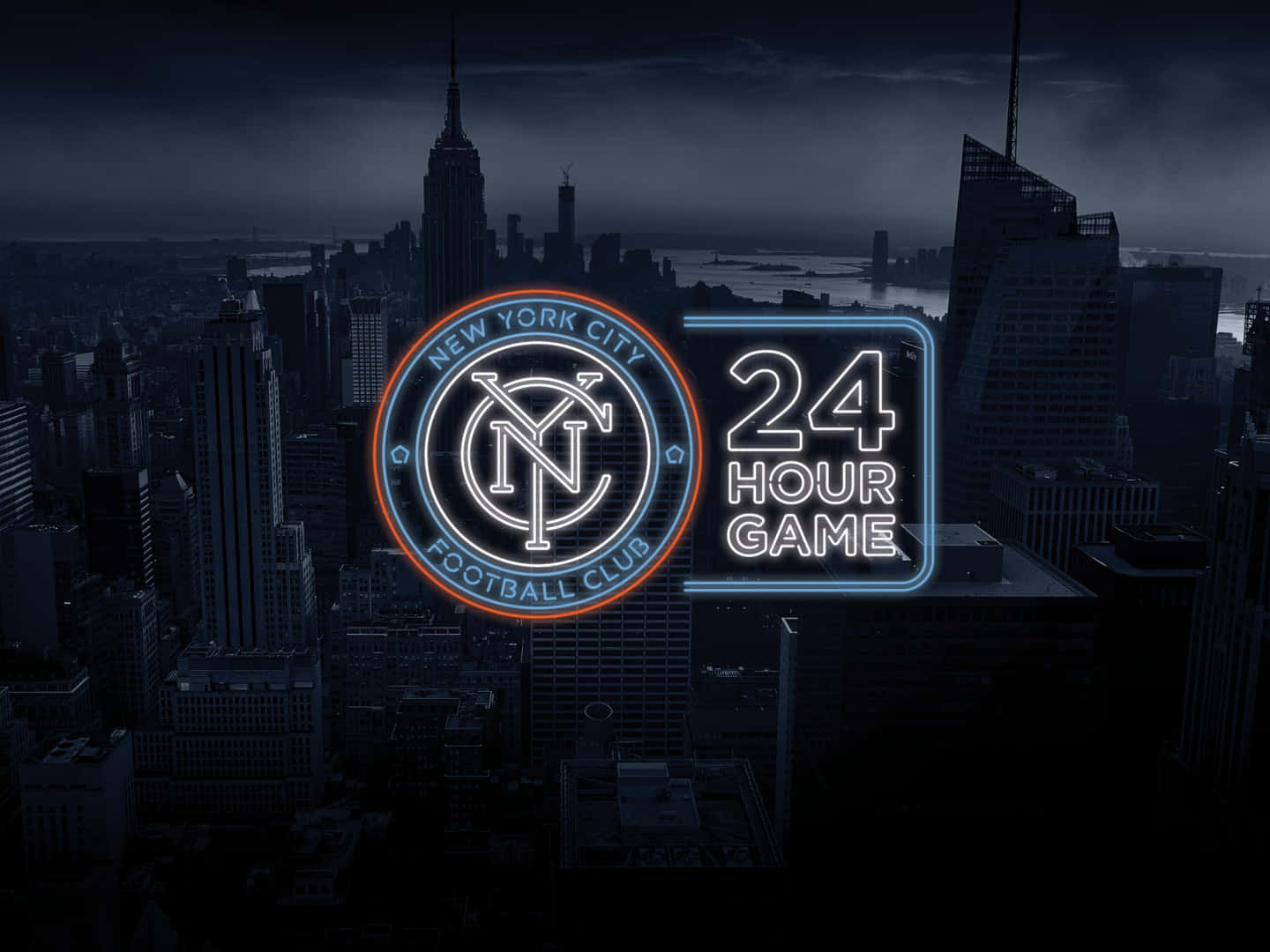 New York City Fc Logo Neon Light Aesthetic Wallpaper