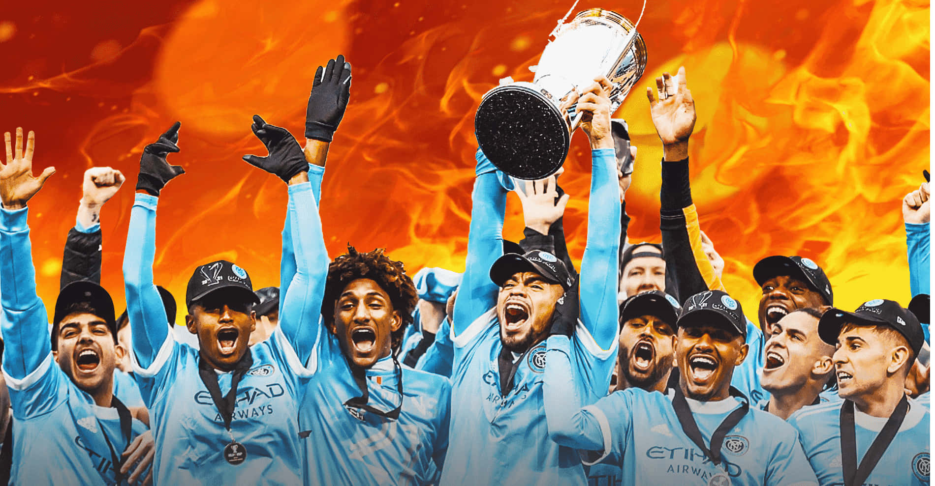 New York City Fc Victorious Group Shot Wallpaper