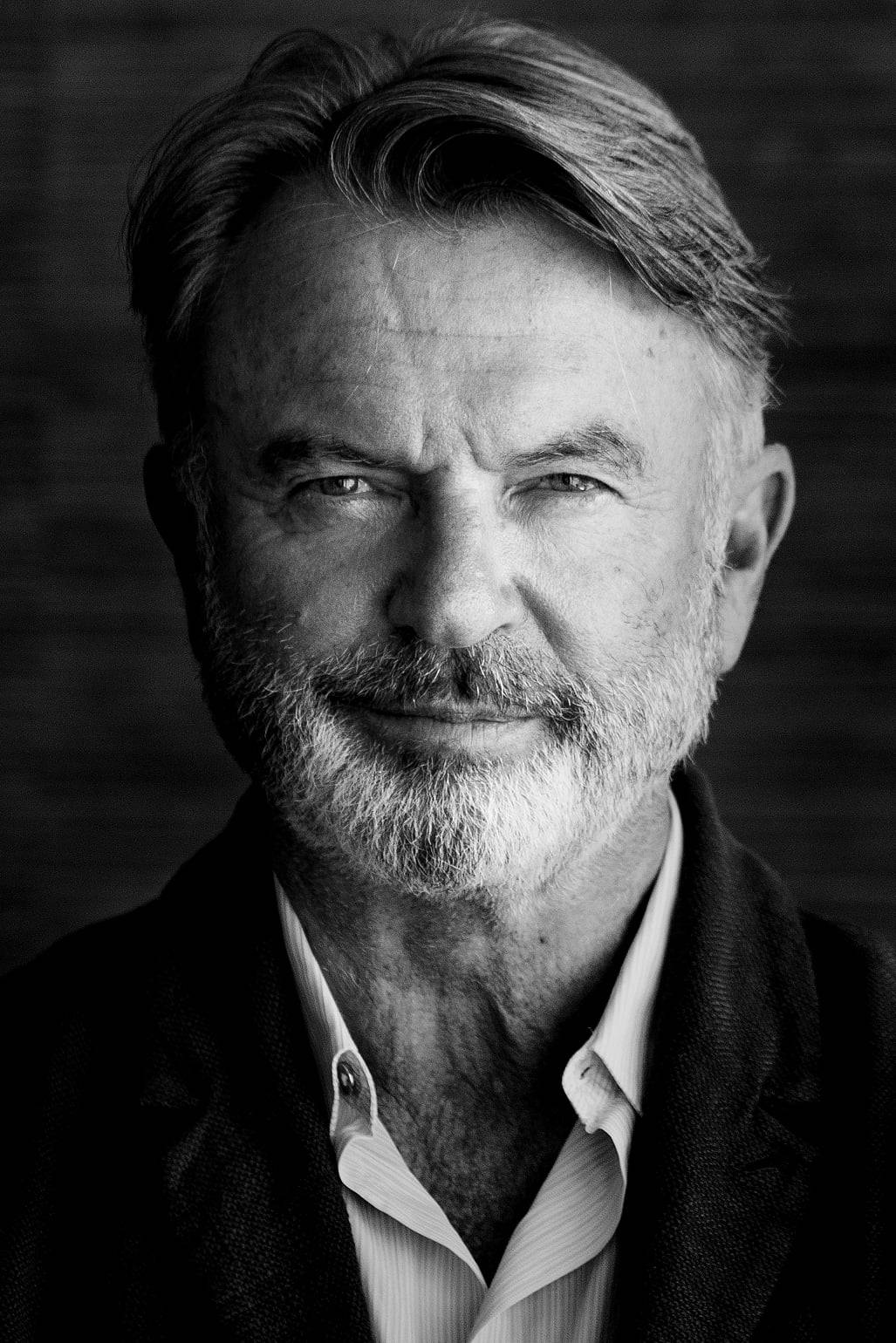 New Zealand Actor Sam Neill Black And White Portrait Wallpaper