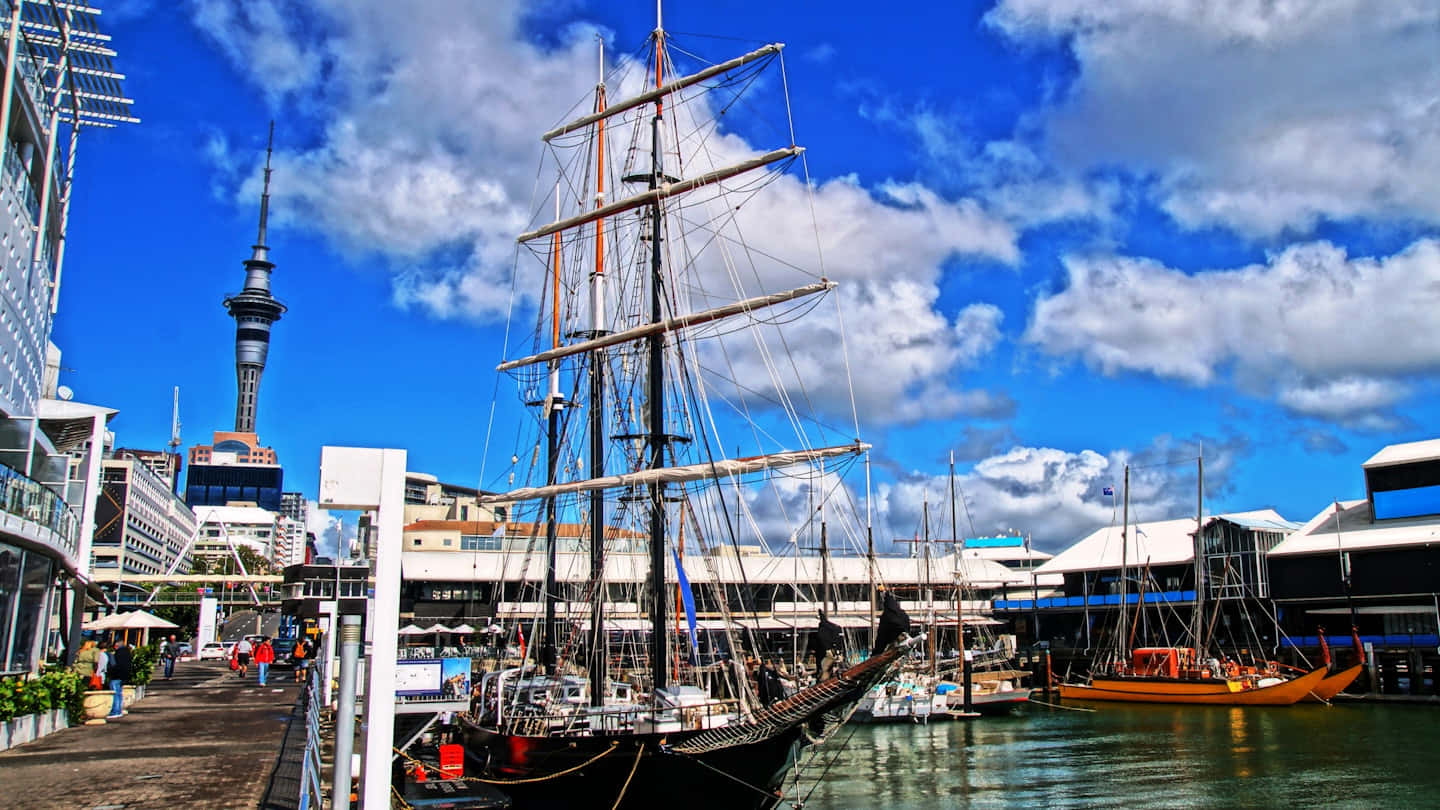 New Zealand Maritime Museumand Sky Tower Wallpaper