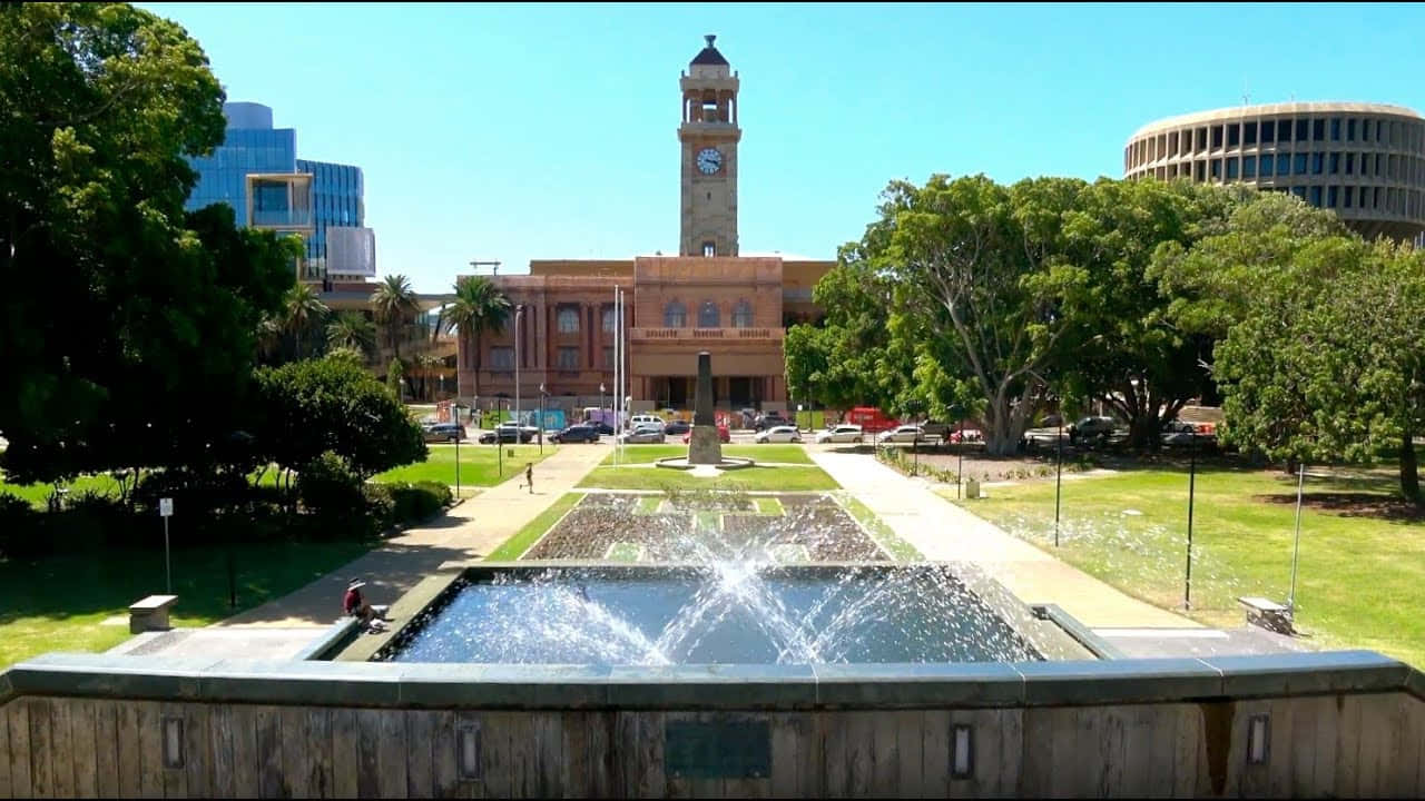 Newcastle Australia Civic Park Fountain Clock Tower Wallpaper