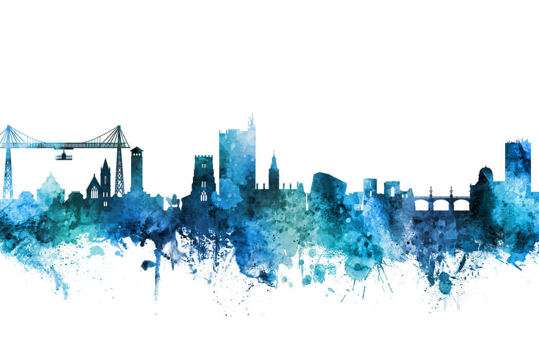 Newport City Skyline Watercolor Art Wallpaper