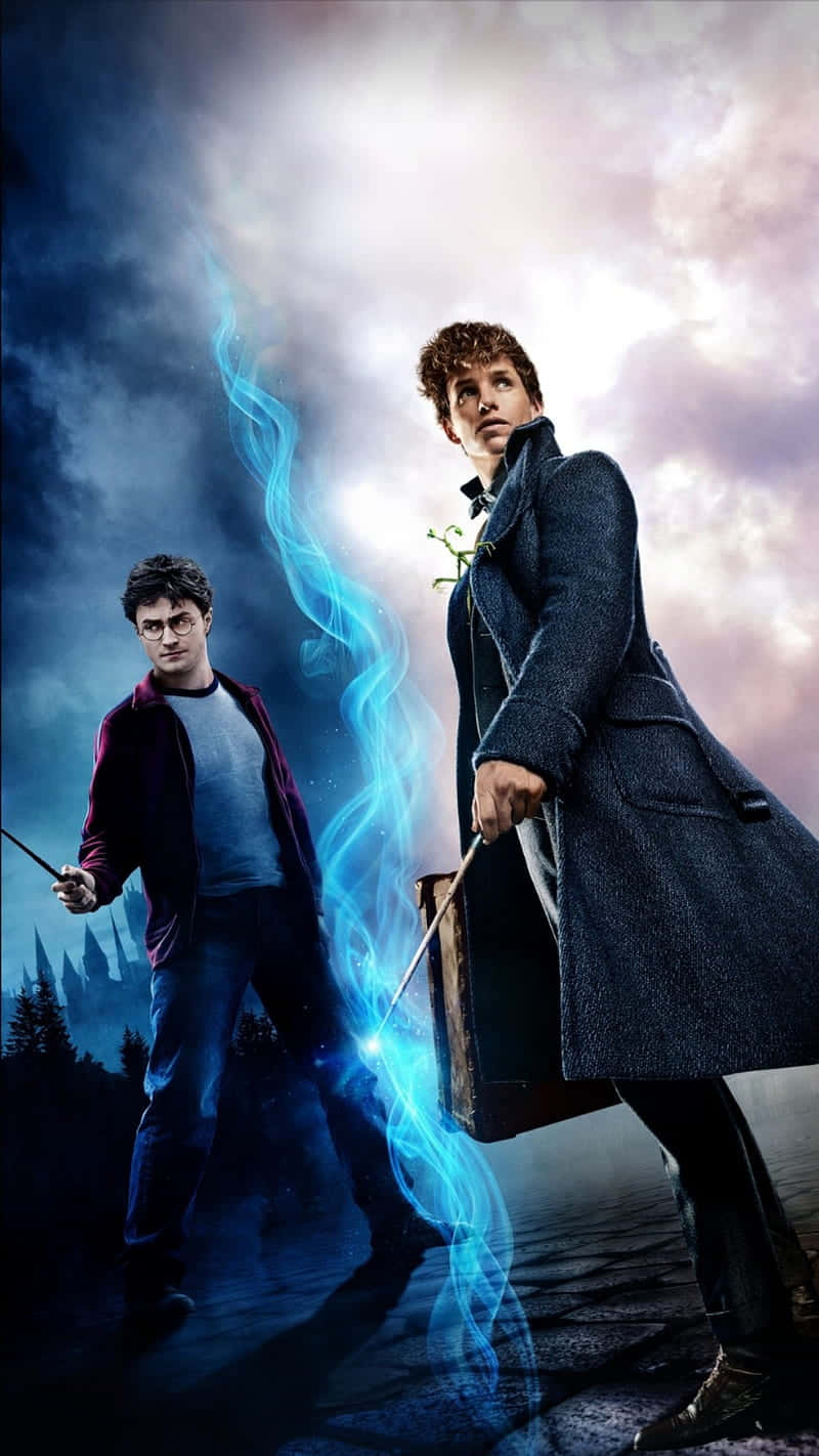 Newt Scamander And Fantastic Beasts In Action Wallpaper