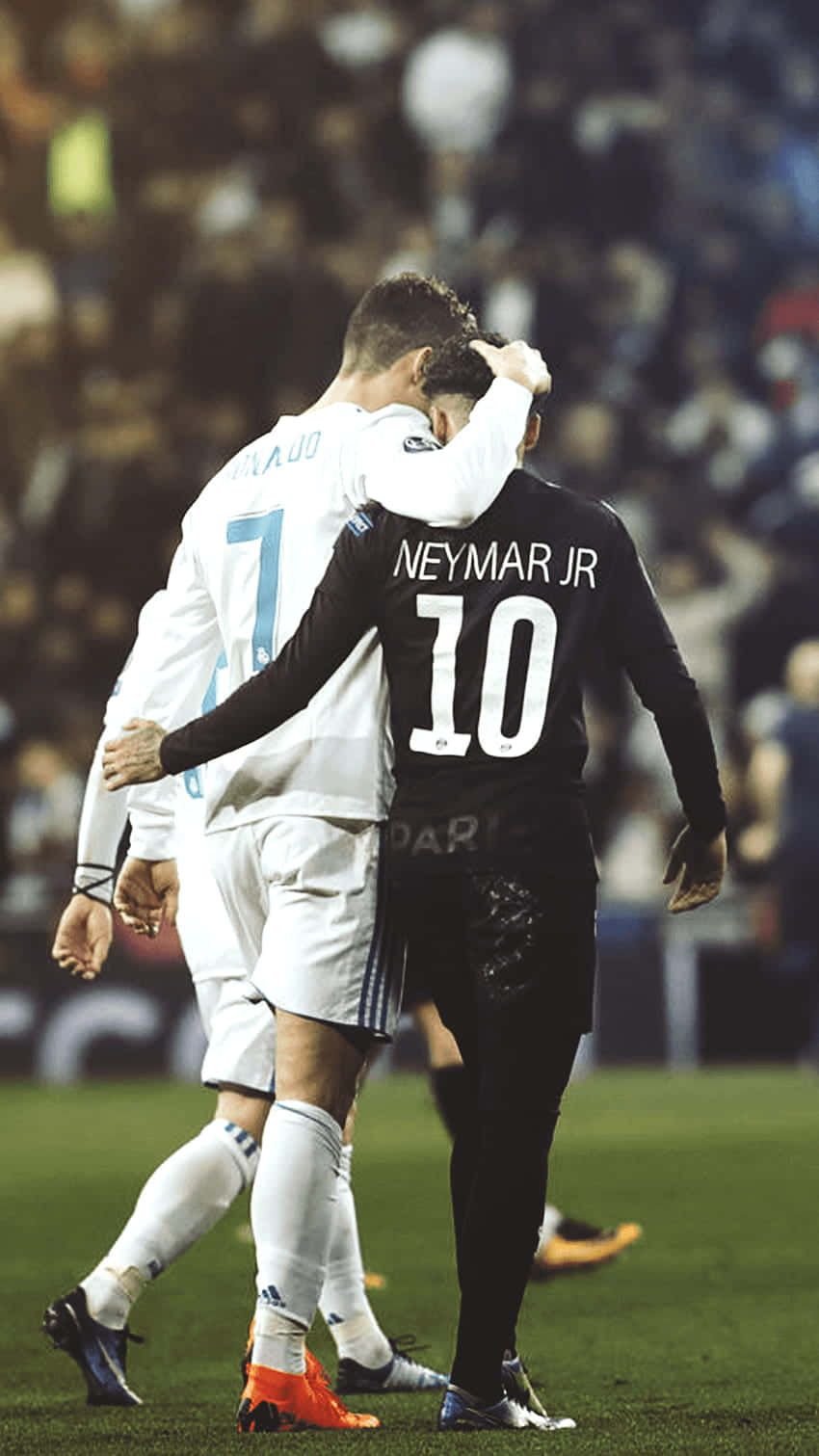 Neymar Hugging Opponent Iphone Wallpaper