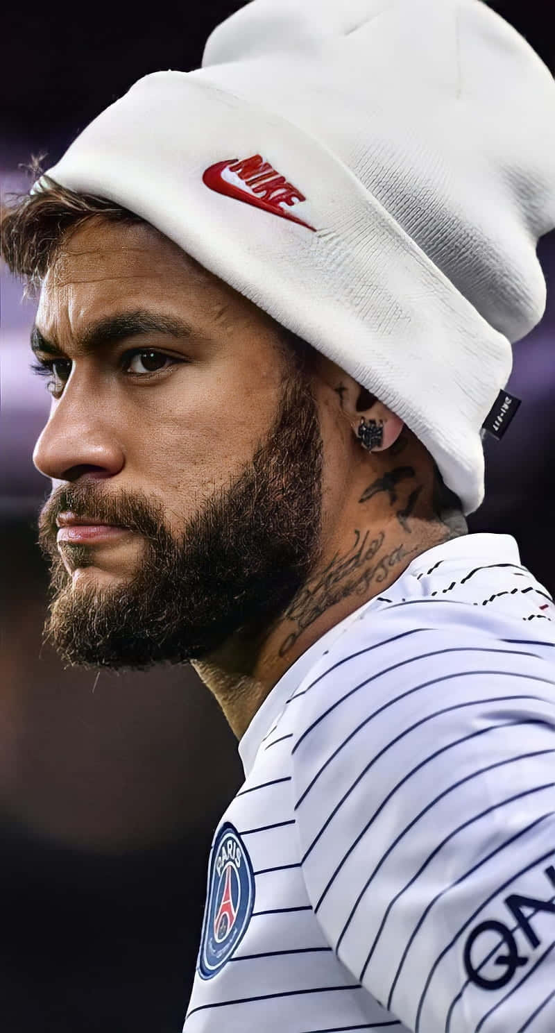 Neymar Profilewith Beardand Beanie Wallpaper