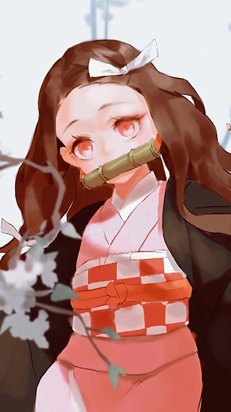 Nezuko Kamado Cute Demon Slayer Digital Painting Wallpaper