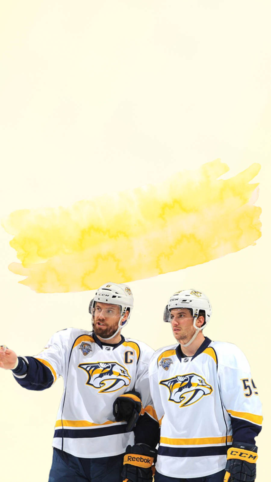 Nhl Stars Roman Josi And Mike Fisher In Action Wallpaper