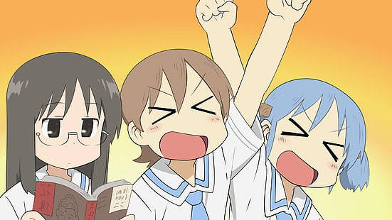 Nichijou Anime Characters In Outdoor Setting Wallpaper