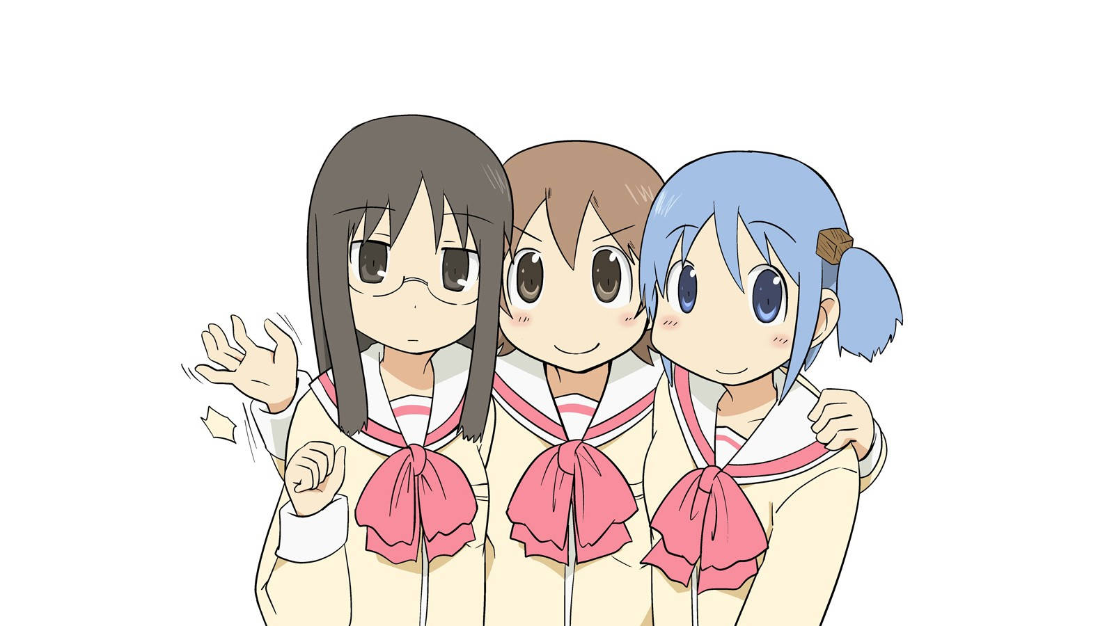 Nichijou Girls Huddled Wallpaper