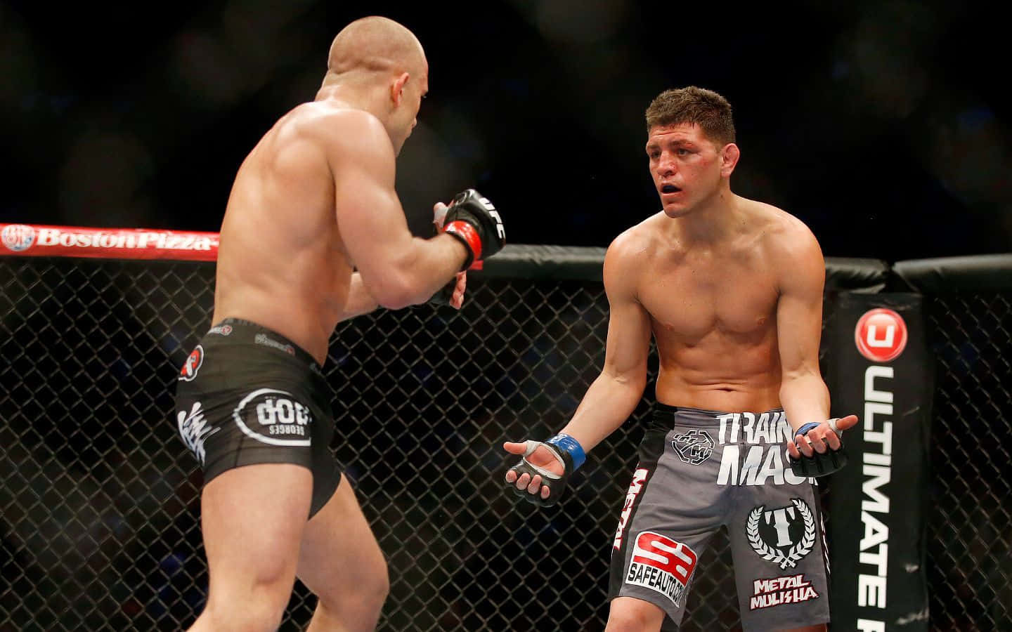 Nick Diaz Taunting Georges St-pierre Wallpaper