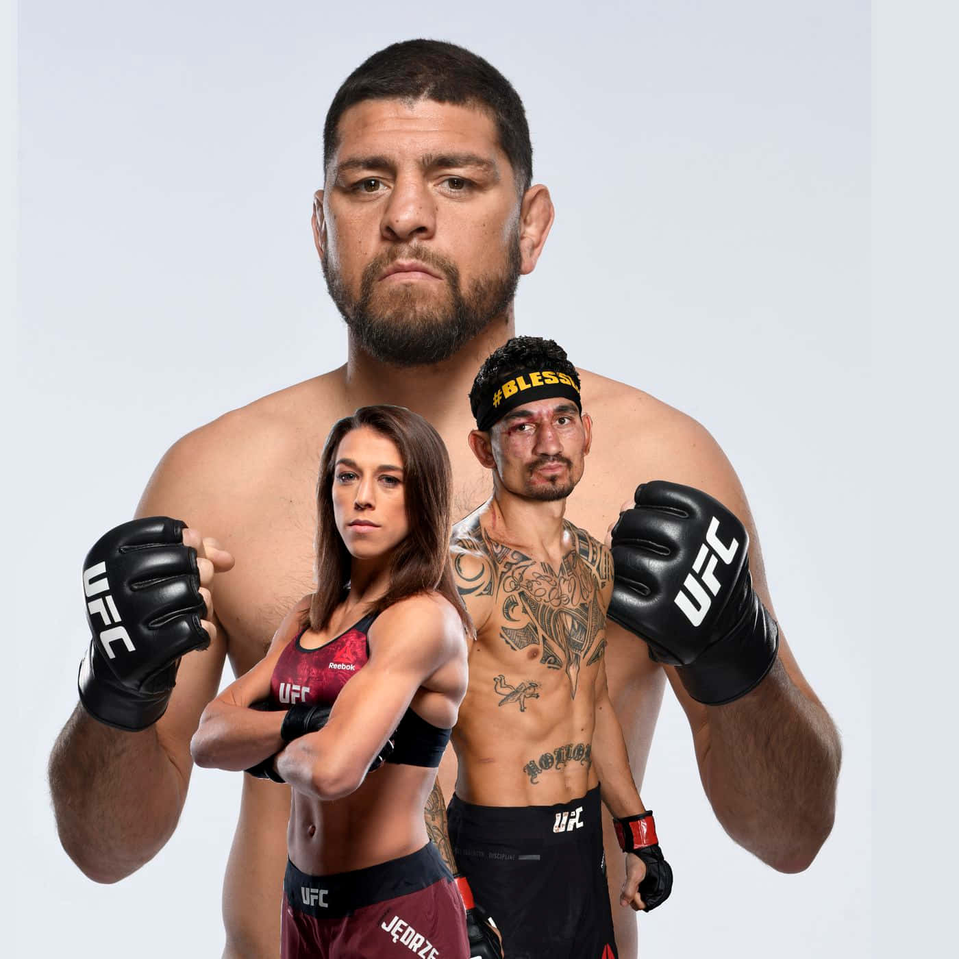 Nick Diaz With Joanna Jędrzejczyk And Max Holloway Wallpaper