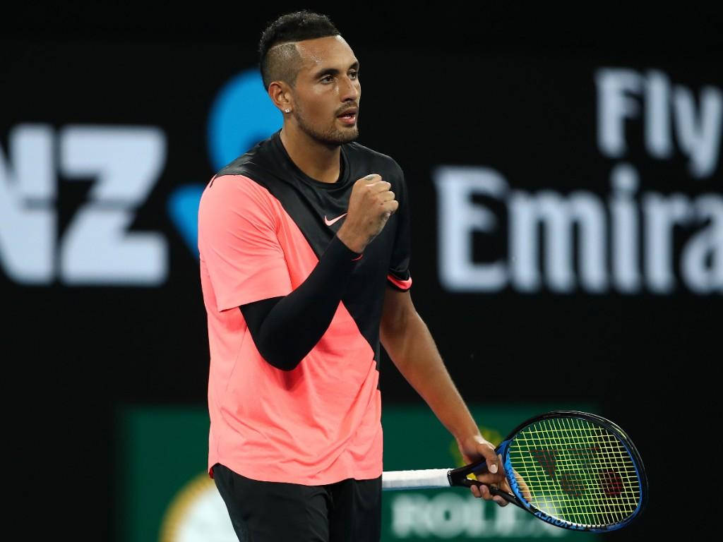 Nick Kyrgios In Action At The Australian Open Tournament Wallpaper