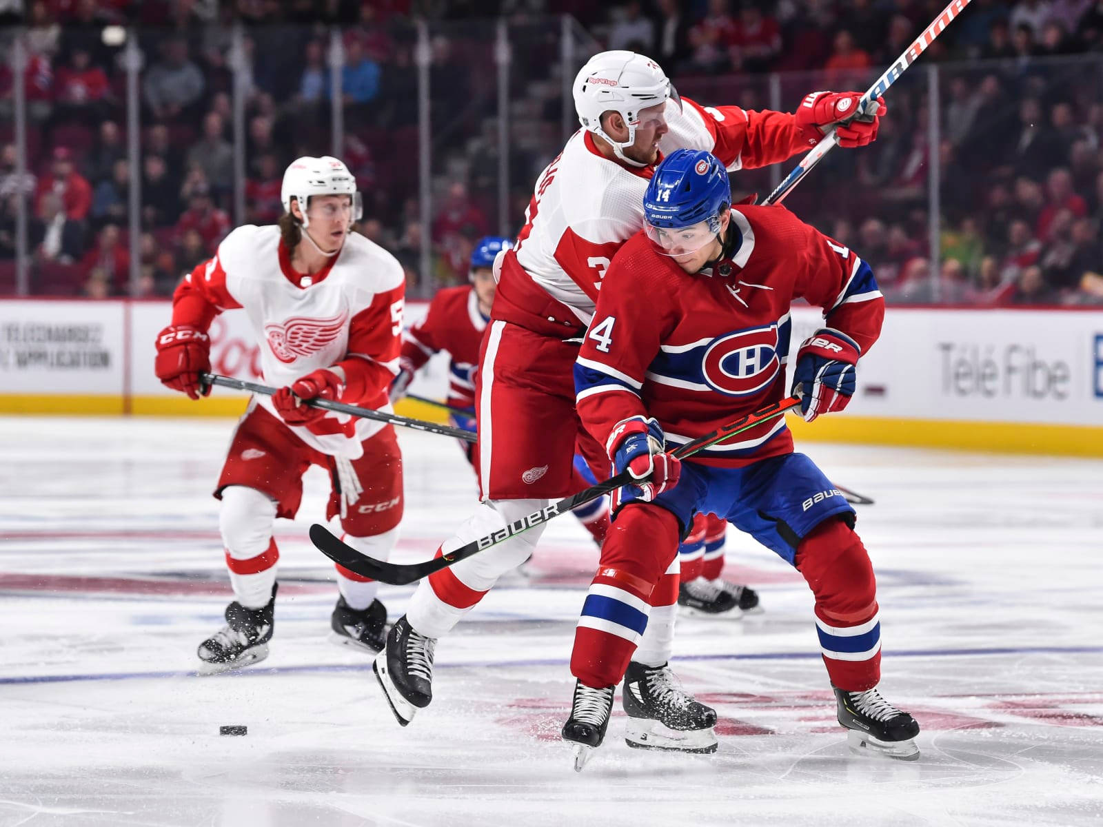 Nick Suzuki Montreal Canadiens Vs Detroit Red Wings Wallpaper