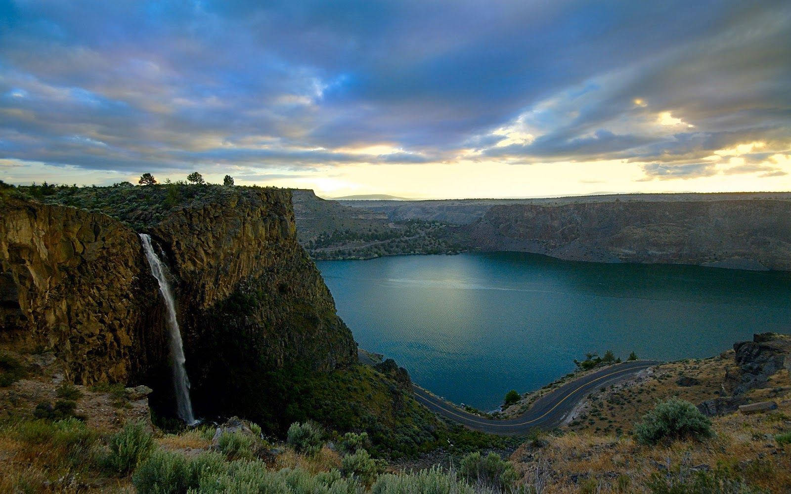 Nigeria Lake With Waterfall Wallpaper